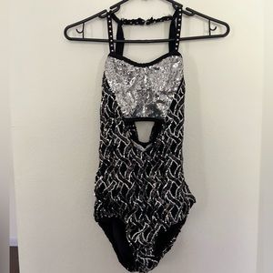 Black/Silver Sequin Leotard